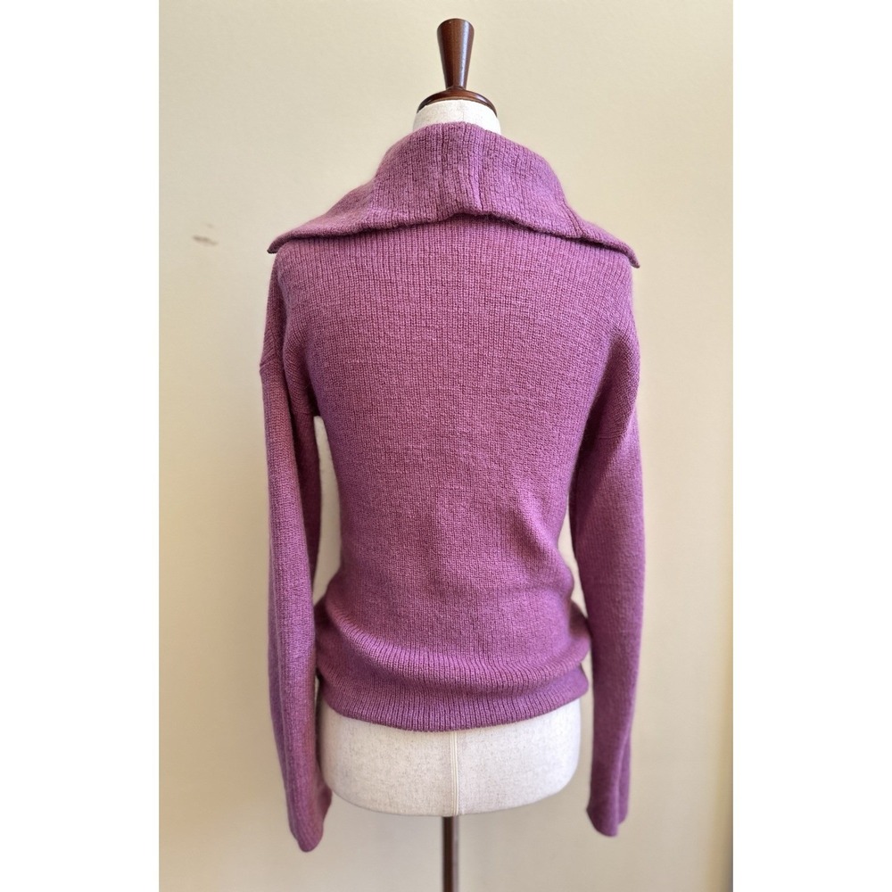 $475 VINCE Half-Zipped Ribbed Wool Mohair Blend Pullover Sweater In Camelia - Picture 3 of 10